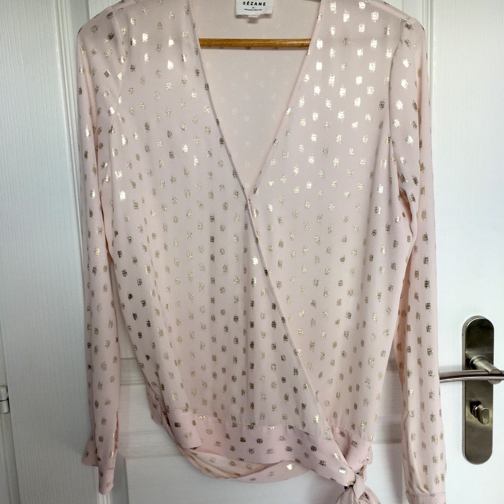 Sezane pale pink blouse